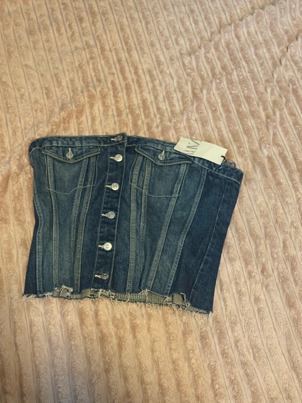Zara Dark Blue Denim Corset Top